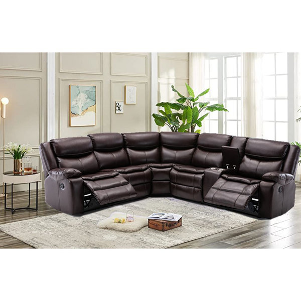 Wildon Home® Menifee 3 Piece Vegan Leather Reclining Sectional Wayfair